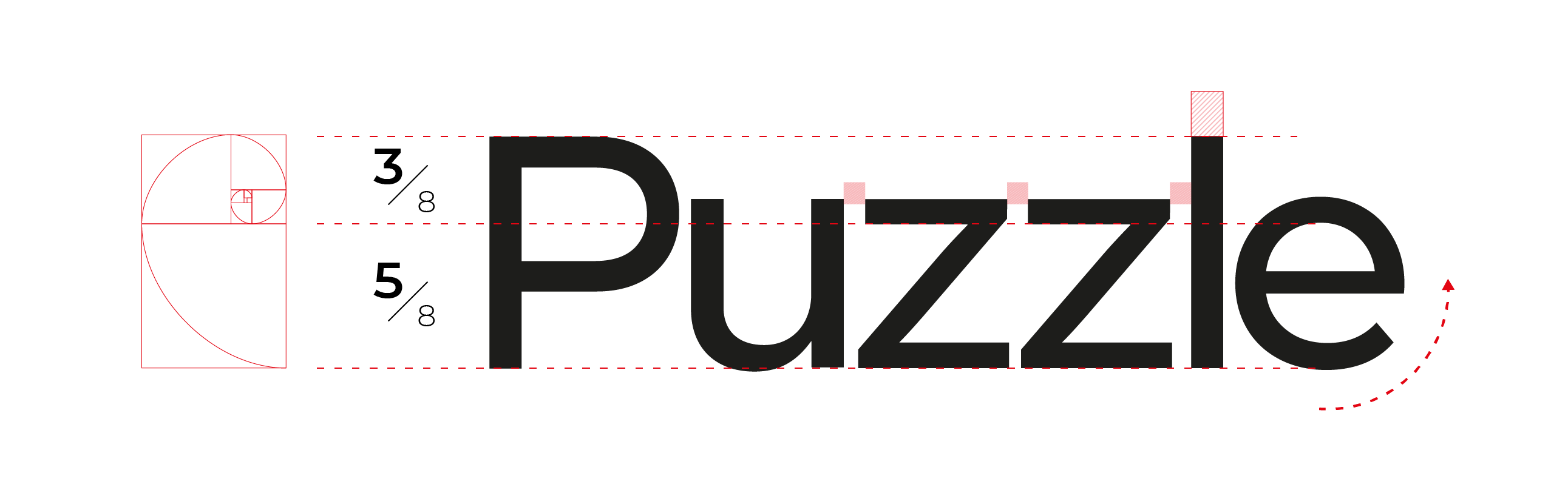 Puzzle font construction after the golden cut